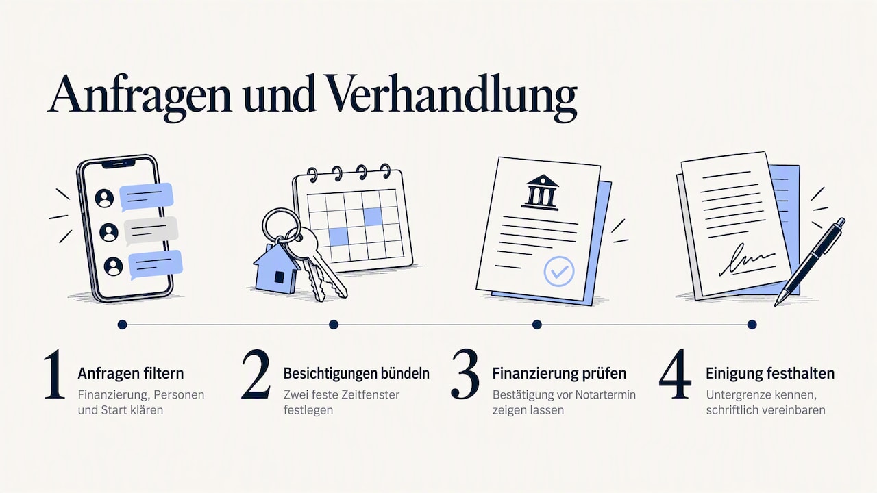 Vier Schritte von Anfragen bis zur schriftlichen Einigung