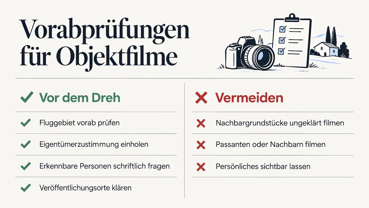 Vier rechtliche Prüfungen vor Veröffentlichung eines Objektfilms