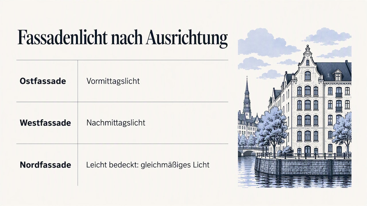 Beste Aufnahmezeit nach Fassadenausrichtung